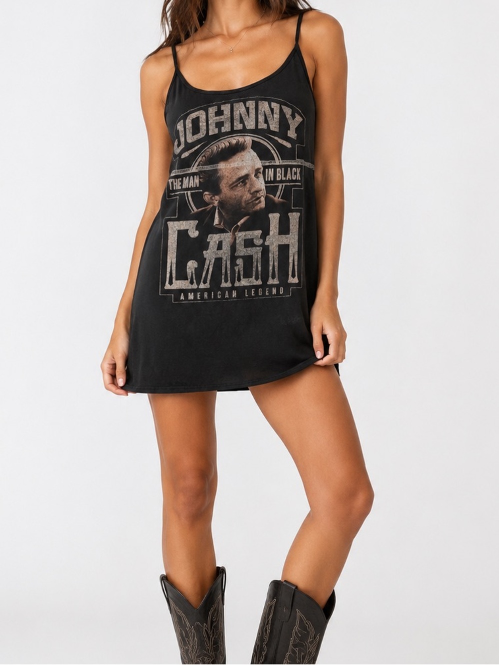 Johnny Cash Black Graphic Dress